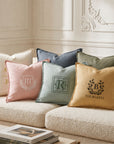 Personalised embroidered cushion cover 50x50cm custom name monogram home decor gift