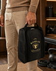Personalised embroidered gym shoe bag in black with carry handle