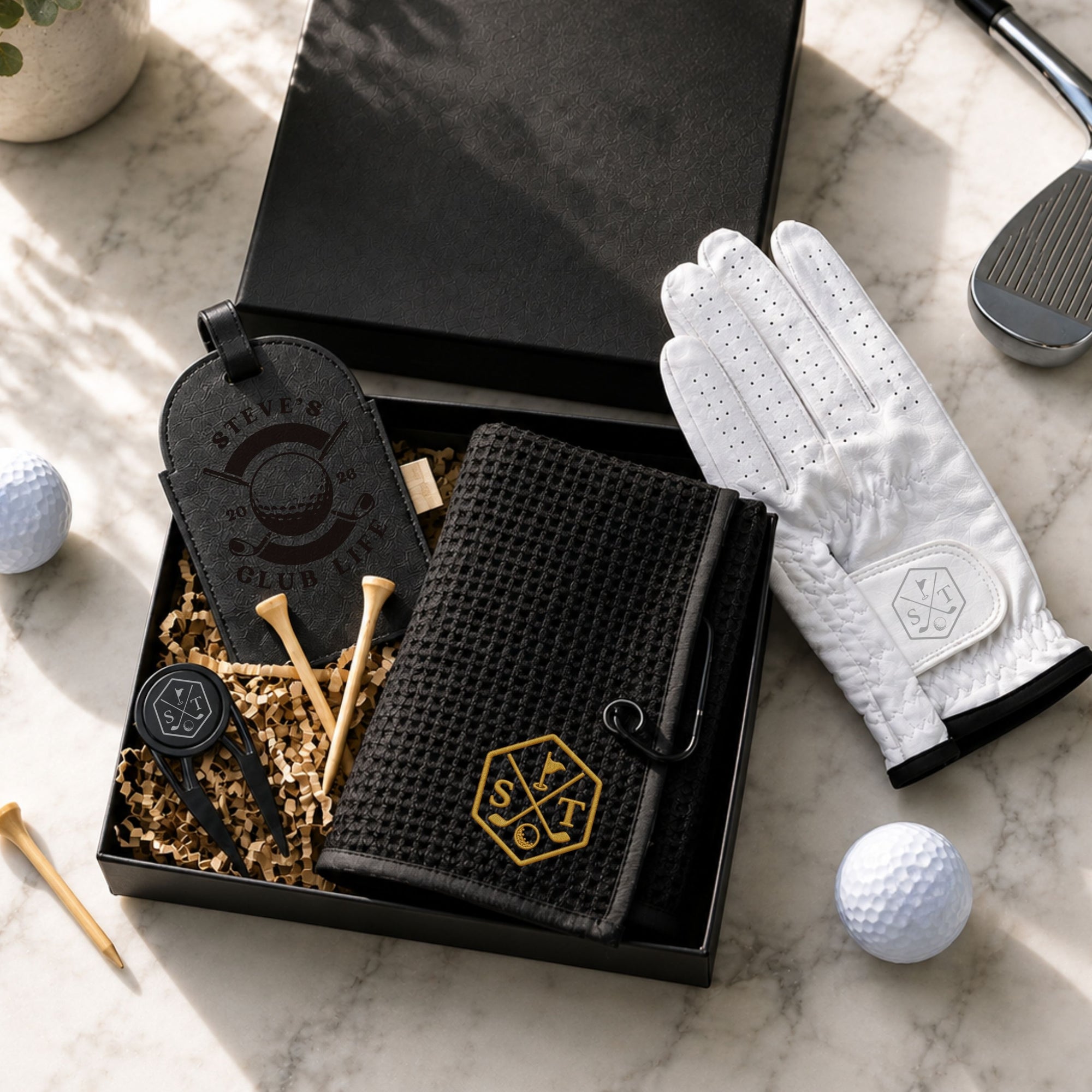 Personalised embroidered microfibre waffle weave golf towel