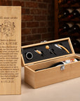 Engraved bamboo wine box groomsmen wedding gift with tool set