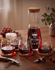 Personalised engraved carafe set with 4 glasses, cork coasters and cork lid