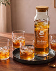 Personalised engraved carafe set with 4 glasses and cork lid