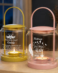Personalised engraved cylinder glass memorial lantern with tealight – in loving memory keepsake in baby pink and yellow