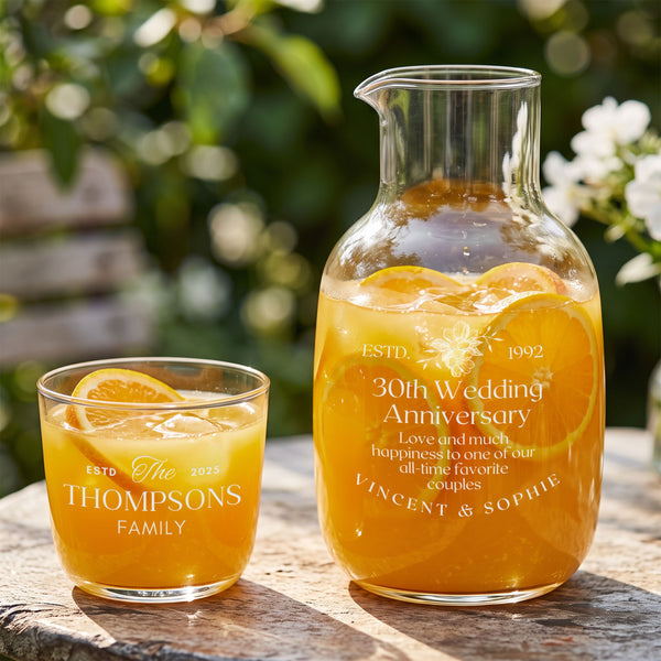 Personalised Engraved Glass Carafe with Glasses