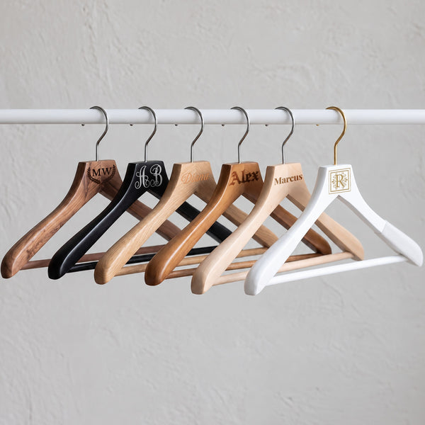 Personalised Engraved Premium Heavy Duty Wooden Hangers