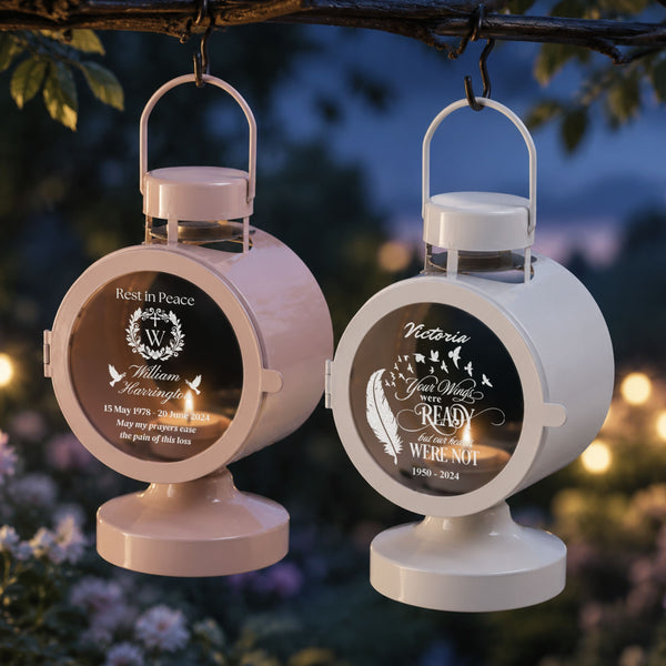 Personalised Engraved Memorial Glass Lantern with Tealight – In Loving Memory