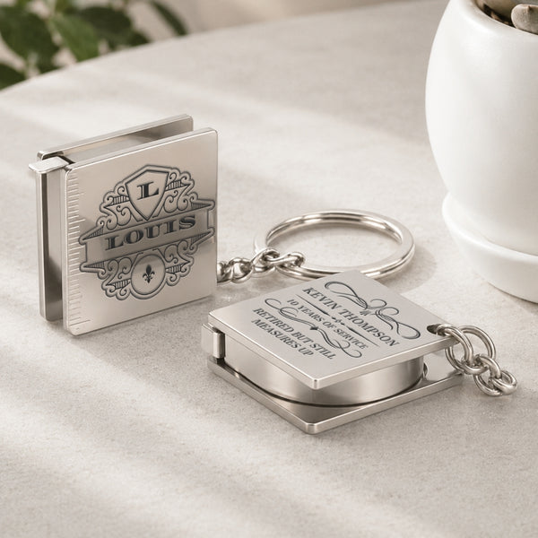 Custom Engraved Metal Retractable Measuring Tape Keychain