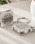 Personalised engraved metal retractable measuring tape keychain