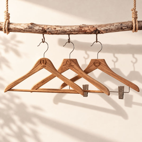 Personalised Engraved Premium Red Cedar Wooden Hangers