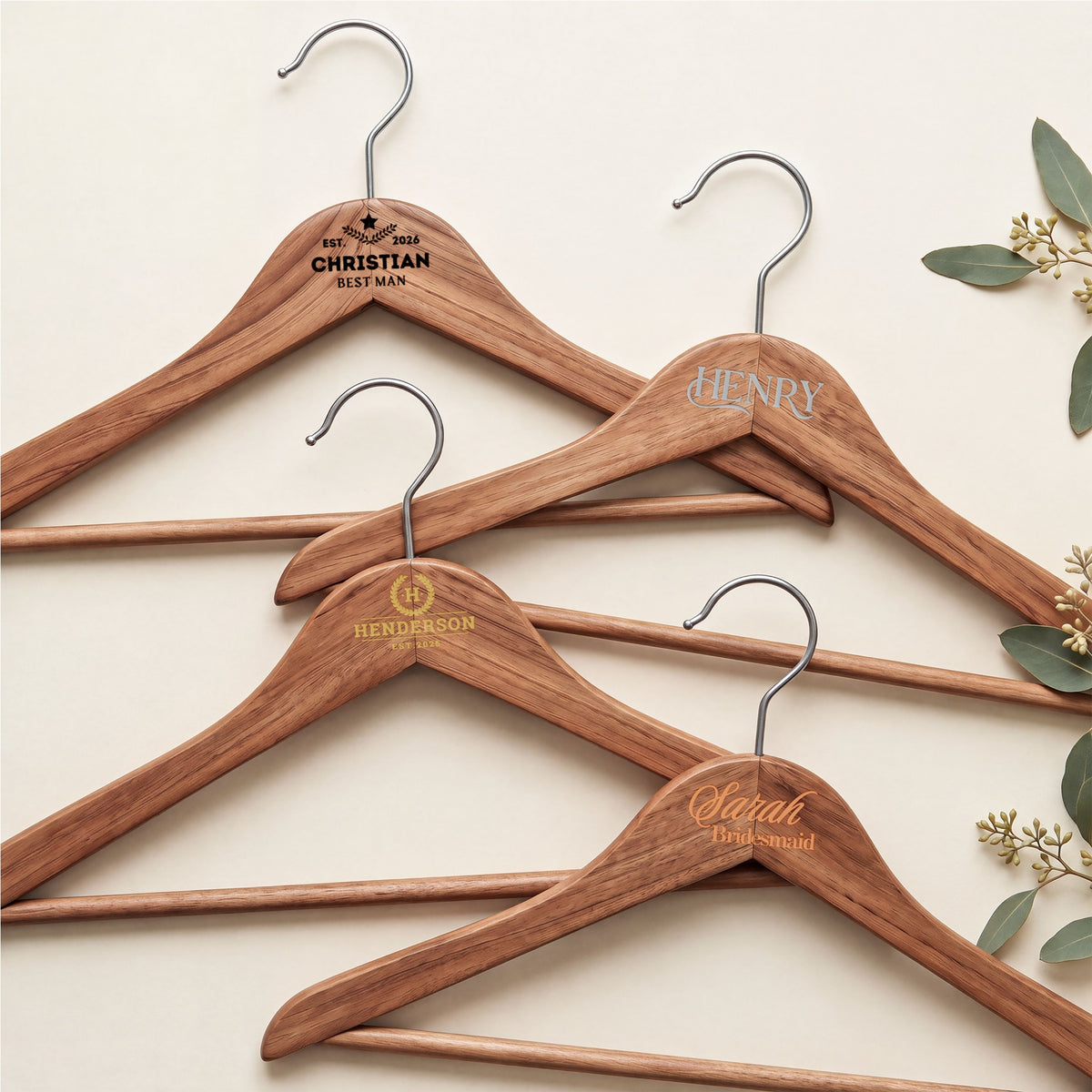 Engraved red cedar thick shoulder suit hanger wedding gift