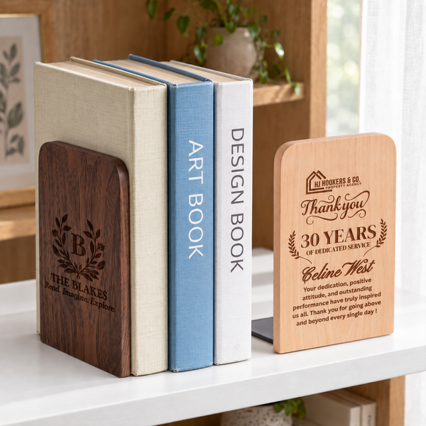 Personalised Engraved Wooden & Metal Bookend