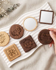 Personalised engraved wooden pocket makeup mirror
