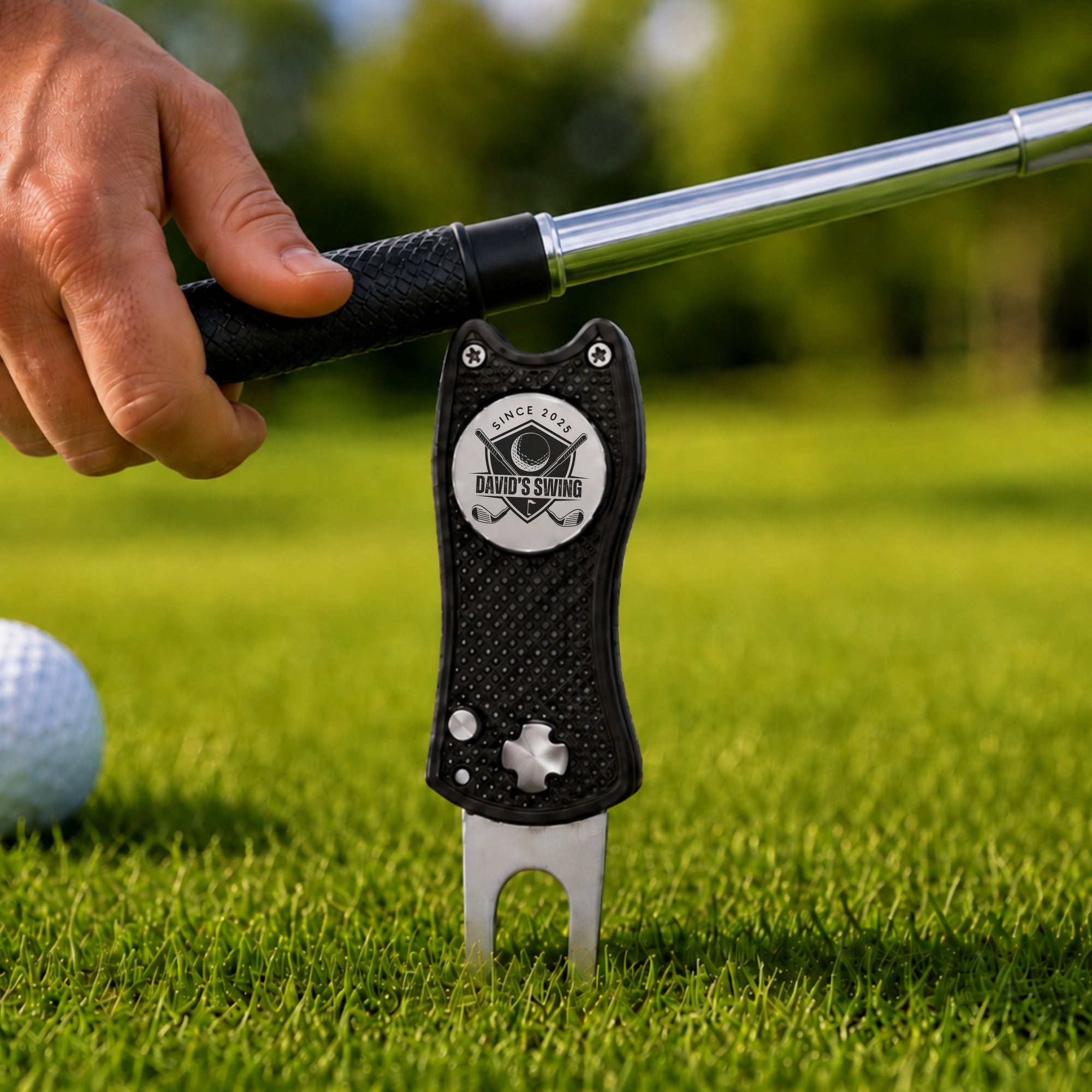 Personalised golf divot tool with magnetic ball marker groomsmen and golfer gift