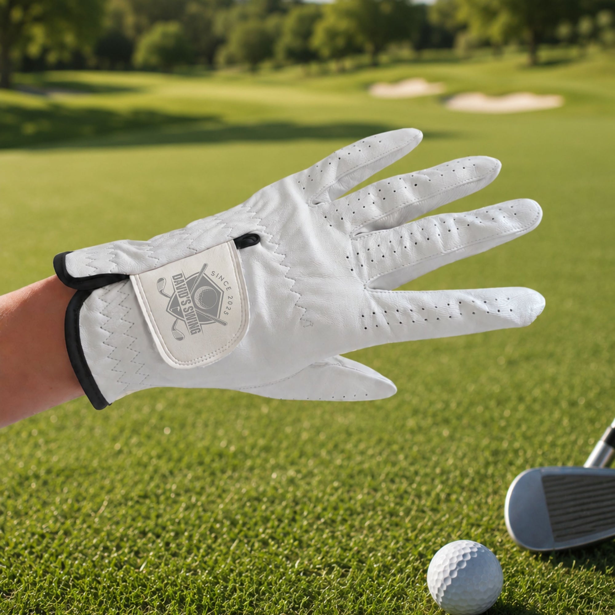 Personalised leather golf glove size guide S M L XL