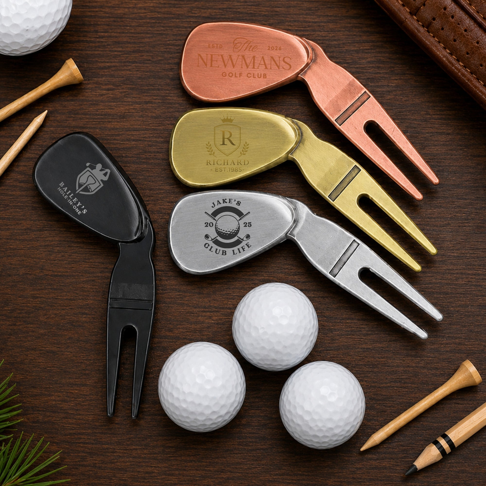 Personalised golf wedge divot repair tool custom engraved pitch mark repair