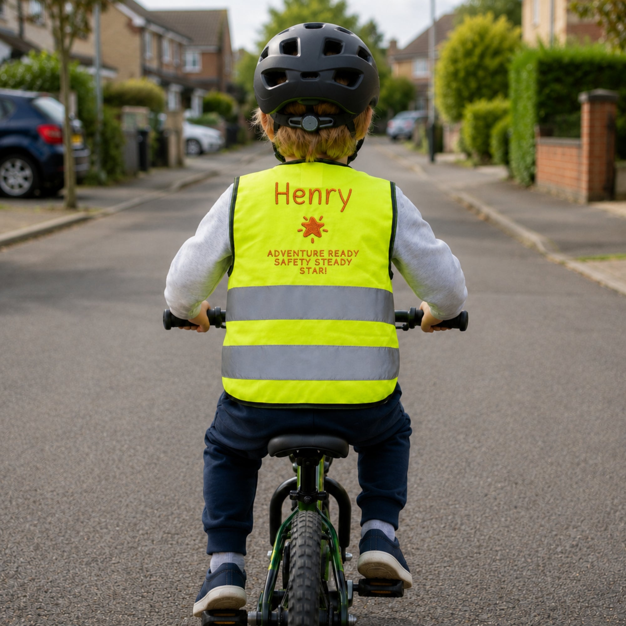 Personalised kids hi-vis safety vest size guide S M L XL