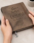 Personalised leatherette A5 notebook with engraved cover and pen