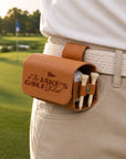 Personalised engraved leatherette golf ball pouch and tee holder