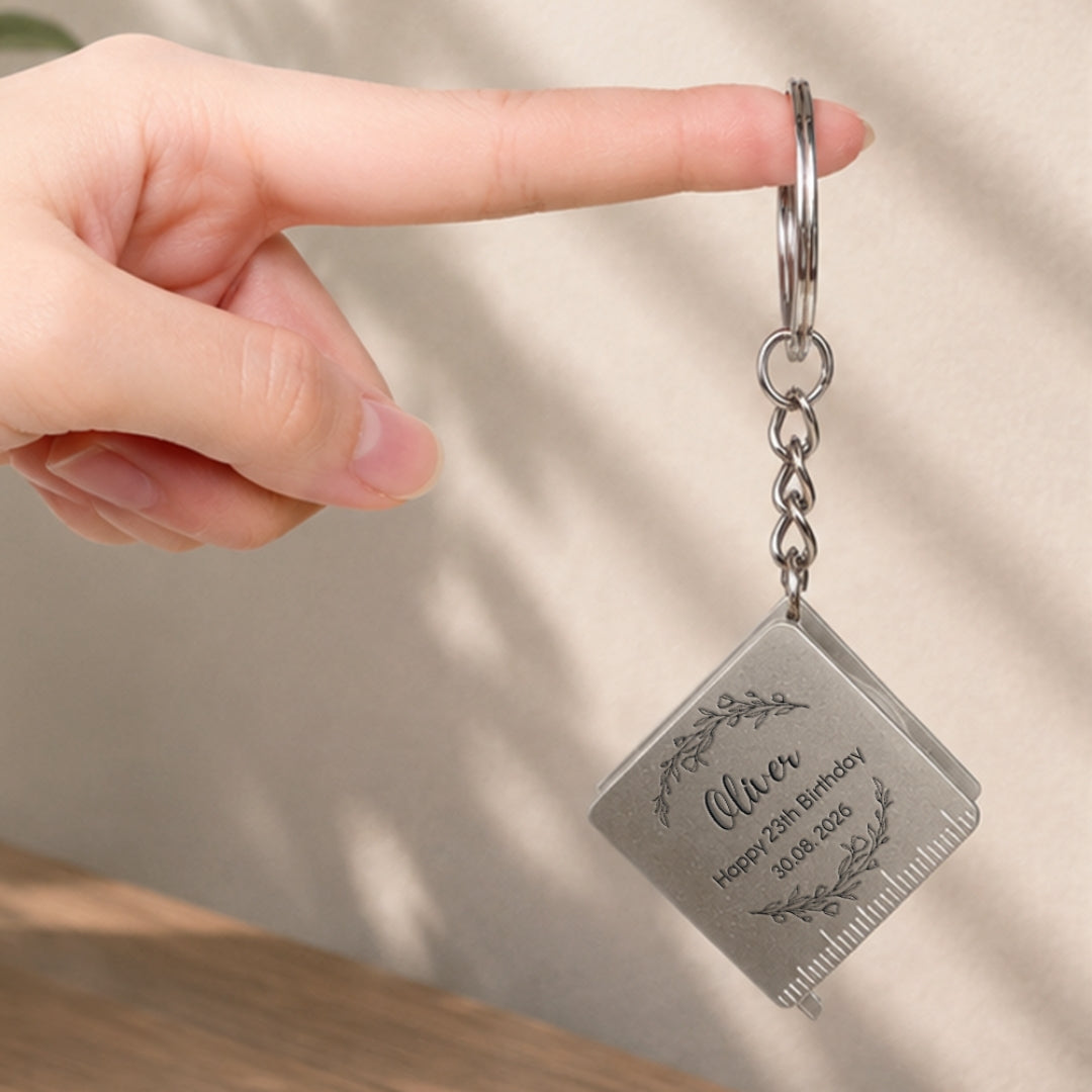 Personalised measuring tape keychain with custom logo