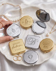Personalised engraved metal double-sided compact mirror