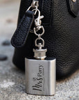 Personalised engraved 1oz mini hip flask keyring colour options bridesmaid groomsman