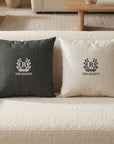 Personalised embroidered patterned cushion cover colour options light beige yellow sky blue dark grey