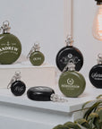 Personalised round hip flask laser engraved stainless steel bridesmaid and groomsman gift