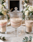 Personalised sand unity wedding ceremony footed pedestal glass urn and pouring glasses set custom engraved