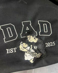 Custom Photo Embroidered Dad Sweatshirt, Personalised Family Portrait Jumper, Oversized Crewneck Name Embroidery, Father's Day, Gift for Him