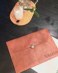 Personalised Leatherette A4 Document Bag, Custom Engraved Logo Envelope Pouch, Travel Paper Folder Case, Teacher, Office Business, Dad Gift