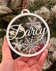 Custom Name Snowy Christmas Bauble