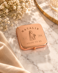Personalised Metal Double Sided Compact Mirror & Magnification, Custom Engraved Folding Pocket Makeup Tool, Wedding Favours, Bridesmaid Gift