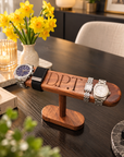 Personalised Wooden Watch Display Stand, Custom Engraved Walnut Beech T-Bar Jewellery Holder, Dad Mom Groomsmen Bridesmaid Housewarming Gift