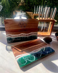 Custom Engraved Acacia Wooden & Ocean Resin Charcuterie Board