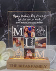 Custom 3D Collage Mom Photos Names LED Night Light, Personalised UV Printed Acrylic Wooden Table Lamp Sign Room Decor, Mum Mother's Day Gift