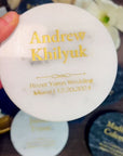 Custom Engraved Round Marble Coaster in Metallic Paint