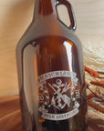 Engraved 1.9L Amber Glass Beer Growler