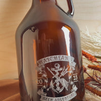 Engraved 1.9L Amber Glass Beer Growler