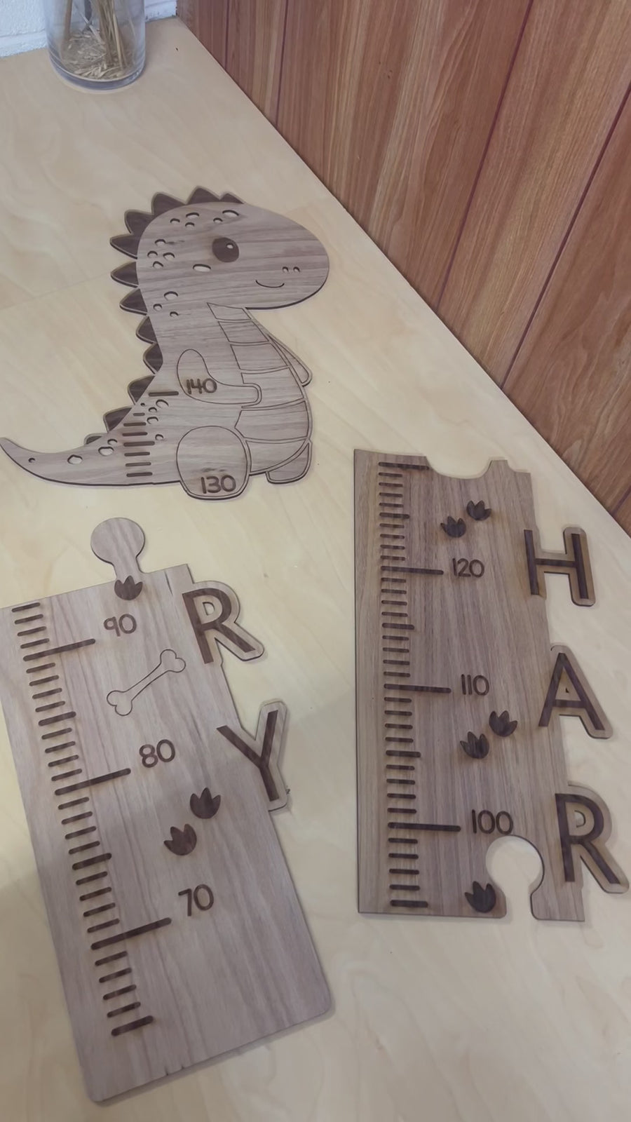 Custom Made 3D Name Wooden Animals, Truck Cartoon Height Chart, Personalised Engraved Family Growth Metric Ruler Record, Nursery Wall Decor