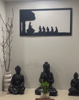 Custom Made Buddha & Disciples Wall Accent, Buddhism Sign, Meditation Spiritual Yoga Studio, Room Decor Hoop, Zen Art, Housewarming Gift