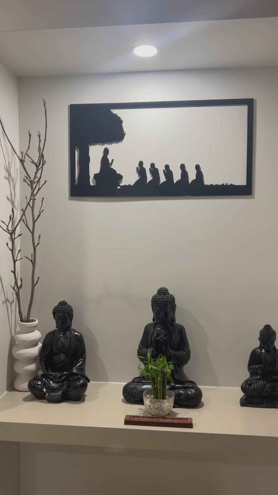 Custom Made Buddha & Disciples Wall Accent, Buddhism Sign, Meditation Spiritual Yoga Studio, Room Decor Hoop, Zen Art, Housewarming Gift