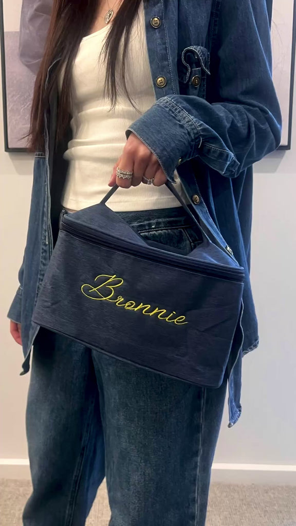 Custom Embroidered Unisex Toiletry Bag, Personalised Cosmetic Storage Zip Bag, Carry Travel Vanity Case, Groomsman, Bridesmaid Birthday Gift