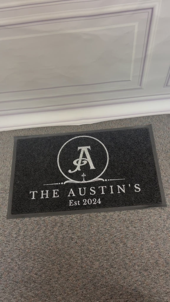 Personalised Doormat, Customised UV Printed PVC Loop Pile High Traffic Front Entry, Logo Estate Welcome Outdoor Indoor Mat Housewarming Gift