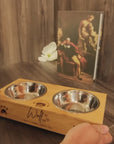 Custom Engraved Twin Stainless Steel Dog Bowl & Elevated Pet Feeding Station