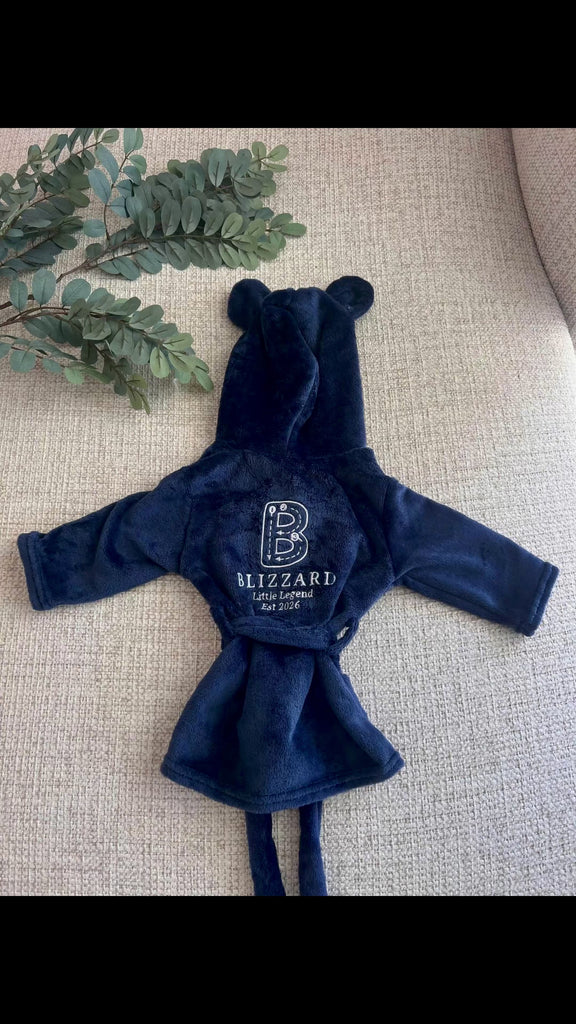 Personalised Plush Kid Bathrobe, Custom Name Embroidered Baby Dressing Gown, Bear Ear Hooded Bear Baby Robe, Christening Birthday, Xmas Gift