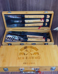 Personalised Bamboo BBQ Tools & Box Set, Custom Engraved Barbecue Utensils Case, Grill Master, Groomsman, Dad, Housewarming, Corporate Gift