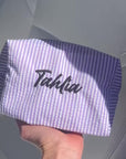 Custom Embroidered Striped Makeup & Toiletry Bag