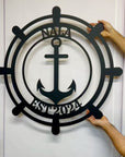 Personalised Anchor Ship's Wheel Hoop Sign