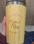 Personalised Bamboo, Stainless Steel Insulated Cup, Custom Engraved Logo Travel Thermal Tumbler, Vacuum Mug Flask, Teacher, Corporate Gift