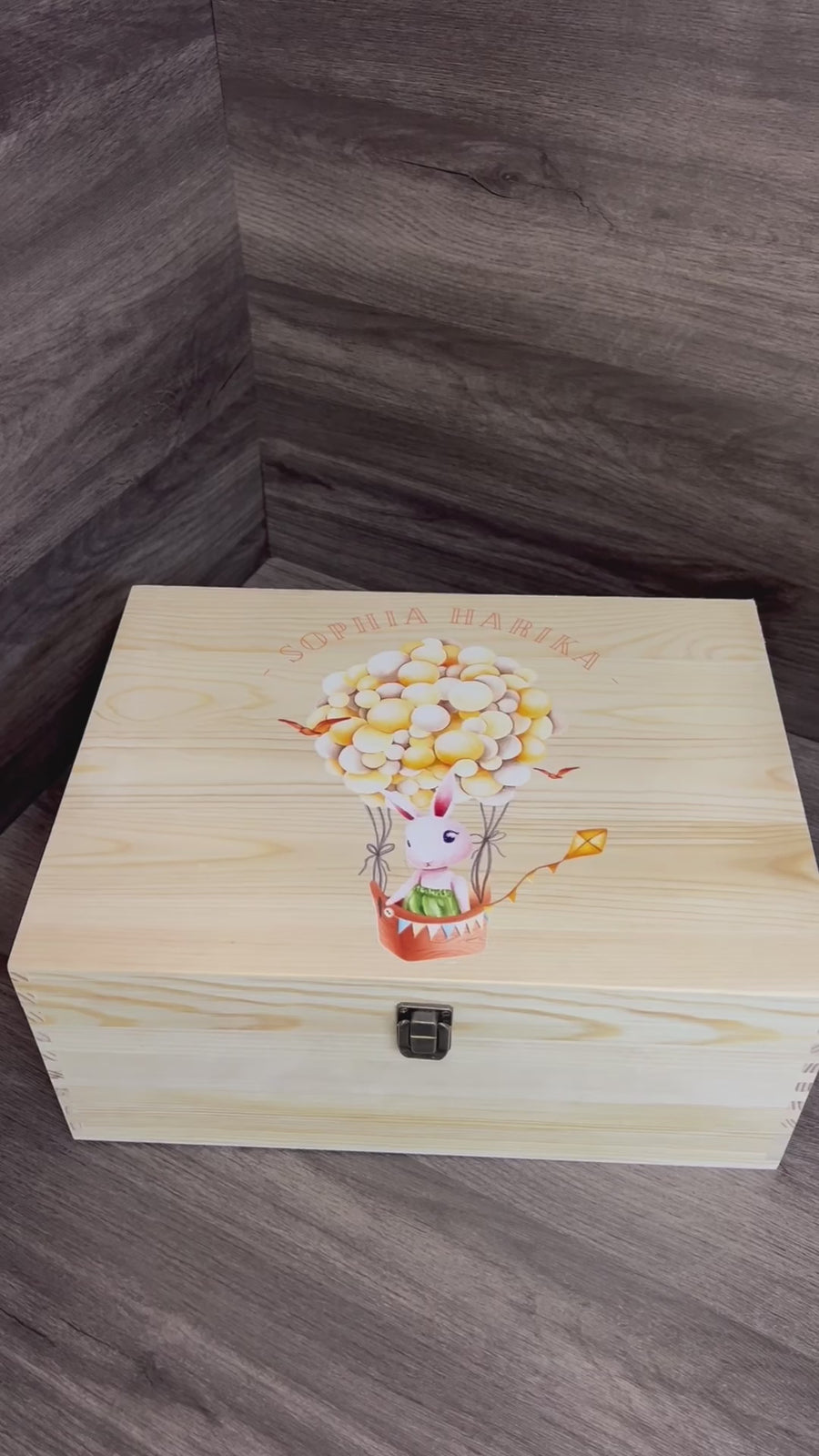 Personalised Baby Girl Wooden Keepsake Box, Custom UV Print Engraved Pine Memory Boxes, Treasure Storage, Nursery First Birthday Shower Gift